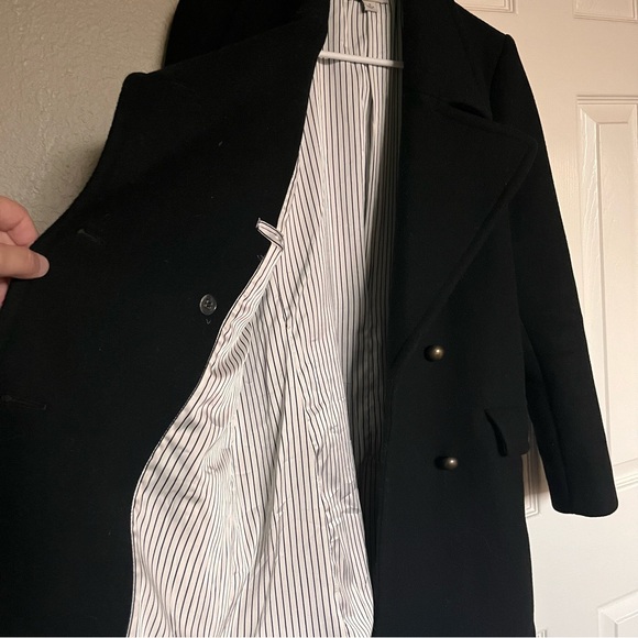 Nili Lotan for Target Women's Black Wool Blend Double-Breasted Peacoat - Picture 5 of 6